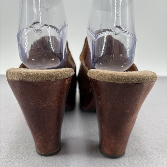 Vintage Y2K 90s Chunky Xhilaration Platform Brown Leather Mule Clogs Heel Sz 10 - Picture 10 of 16